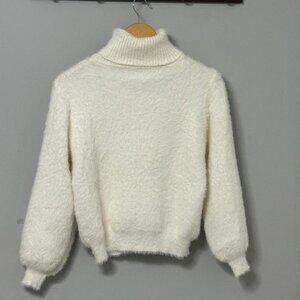 Amazon Furry White Turtleneck Sweater - Size Medium. NWOT
